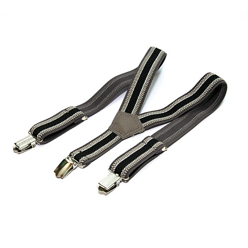 Підтяжки Gofin дитячі Сірі з широкою чорною смужкою PBD-0103