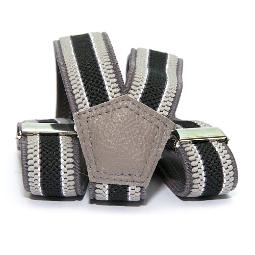 Підтяжки Gofin дитячі Сірі з широкою чорною смужкою PBD-0103