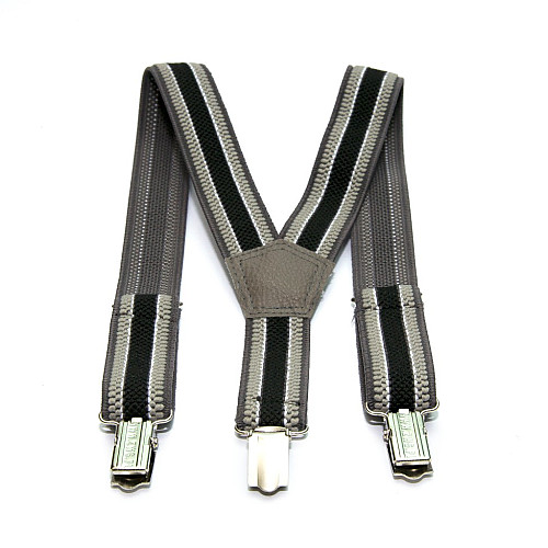 Підтяжки Gofin дитячі Сірі з широкою чорною смужкою PBD-0103