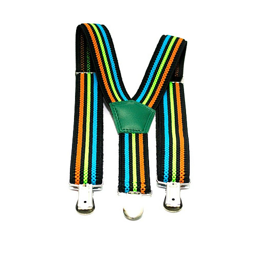 Підтяжки Gofin дитячі Чорні в Різнокольорові смужки PBD-024