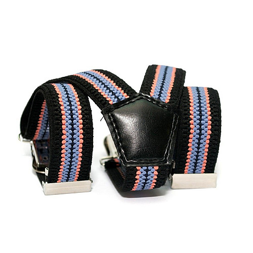 Подтяжки Gofin детские Черные в Сине-Розовие полоски PBD-027