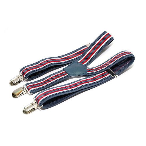 Подтяжки Gofin детские Серые в Бело-Красные полоски PBD-028