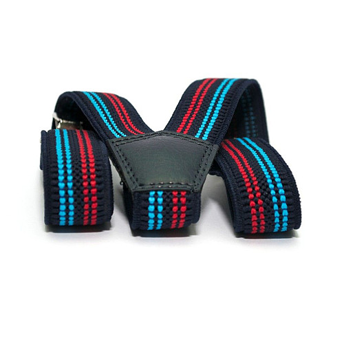 Подтяжки Gofin детские Синие з Красными и Голубими полосками PBD-032