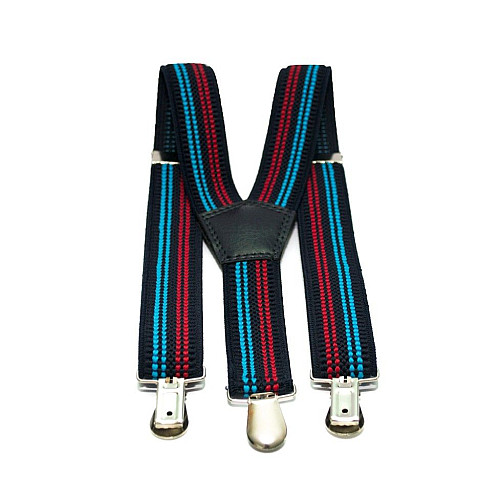 Подтяжки Gofin детские Синие з Красными и Голубими полосками PBD-032