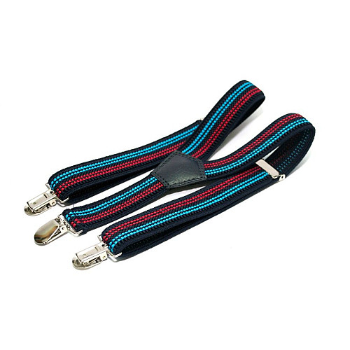 Подтяжки Gofin детские Синие з Красными и Голубими полосками PBD-032