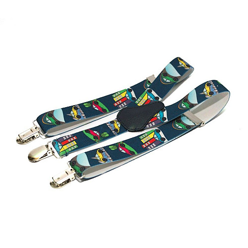 Подтяжки Gofin детские Синие с машинками PBD-035