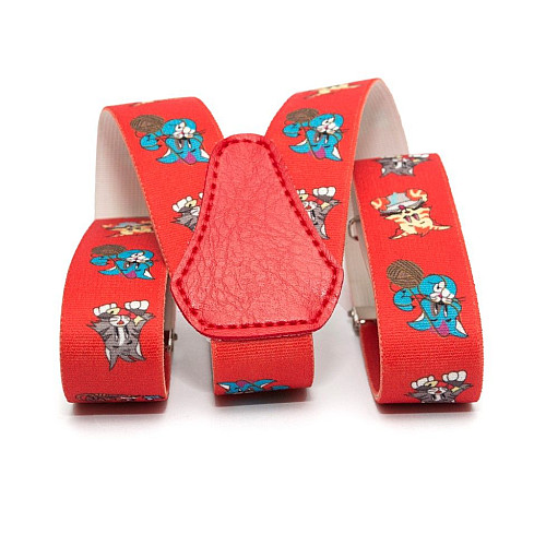 Підтяжки Gofin дитячі Червоні з котиками PBD-045