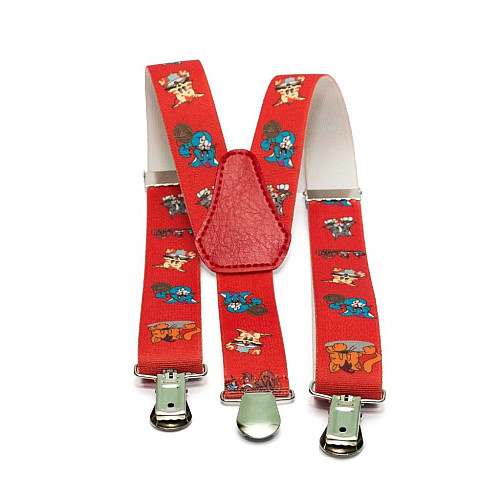 Підтяжки Gofin дитячі Червоні з котиками PBD-045