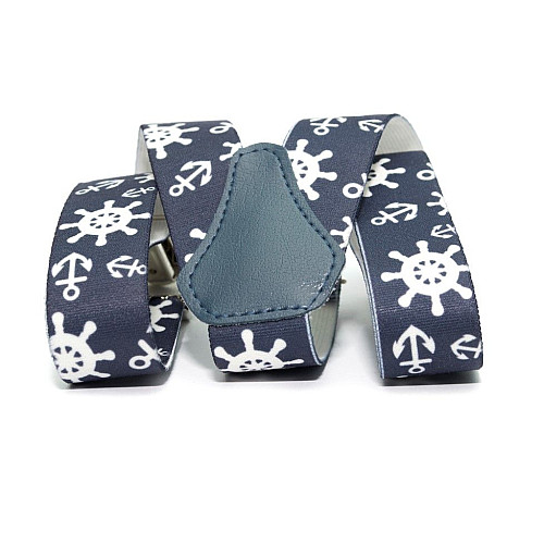 Підтяжки Gofin дитячі сині зі штурвалом PBD-052