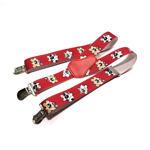 Підтяжки Gofin дитячі червоні з котиками PBD-054