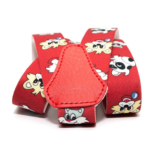 Підтяжки Gofin дитячі червоні з котиками PBD-054