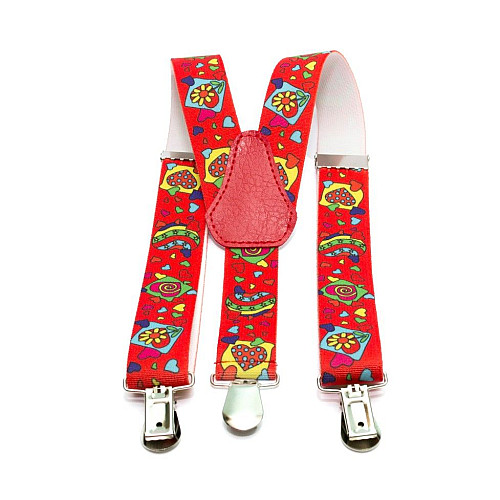 Підтяжки Gofin дитячі червоні з сердечками PBD-062