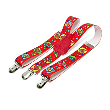 Подтяжки Gofin детские красные с сердечками PBD-062