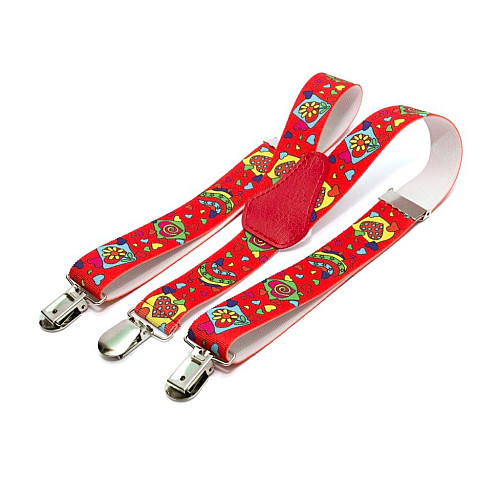 Підтяжки Gofin дитячі червоні з сердечками PBD-062