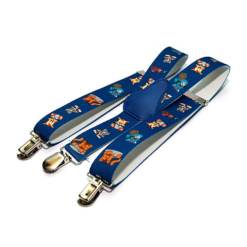 Дитячі сині підтяжки Gofin зі звірятками PBD-068