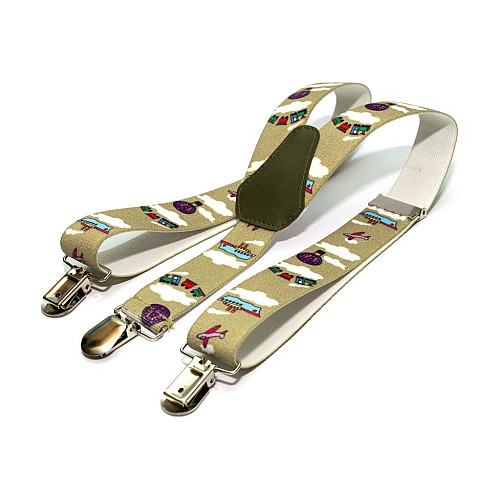 Детские Подтяжки Gofin хаки с рисунком PBD-078