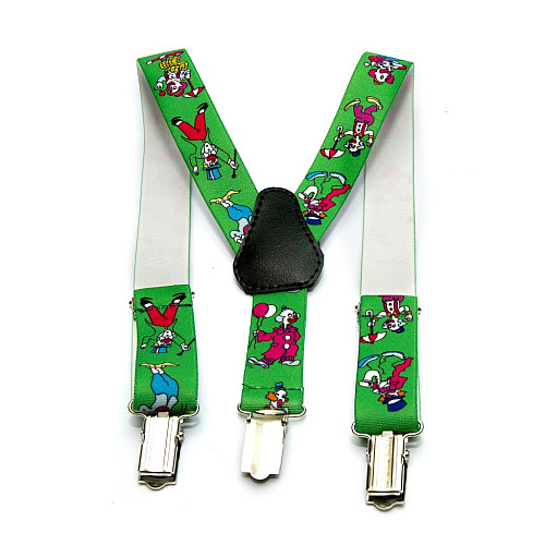 Детские Подтяжки Gofin зеленого цвета с клоунами PBD-081