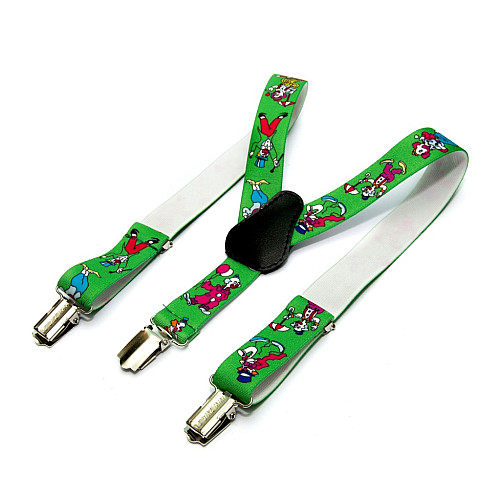 Детские Подтяжки Gofin зеленого цвета с клоунами PBD-081