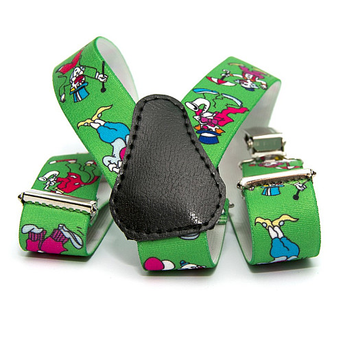 Детские Подтяжки Gofin зеленого цвета с клоунами PBD-081