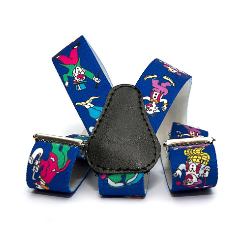 Детские Подтяжки Gofin синего цвета с клоунами PBD-082