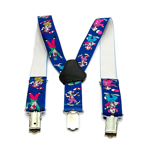 Детские Подтяжки Gofin синего цвета с клоунами PBD-082