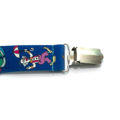 Детские Подтяжки Gofin синего цвета с клоунами PBD-082