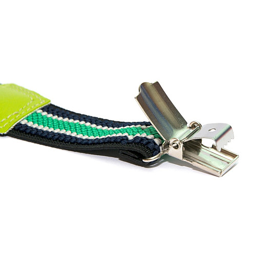 Подтяжки Gofin детские Темно-Синие в Зелено-Белые полоски PBD-085