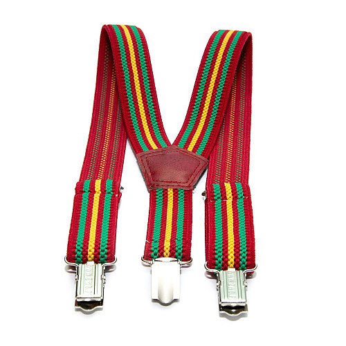 Подтяжки Gofin детские Красные в Зелено-Желтые полоски PBD-086