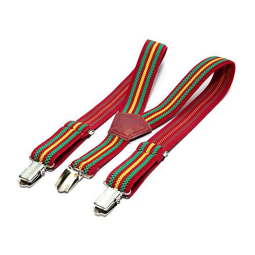 Подтяжки Gofin детские Красные в Зелено-Желтые полоски PBD-086