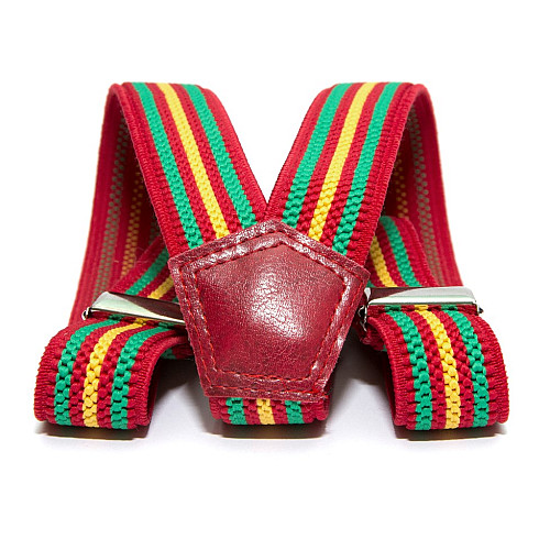 Подтяжки Gofin детские Красные в Зелено-Желтые полоски PBD-086