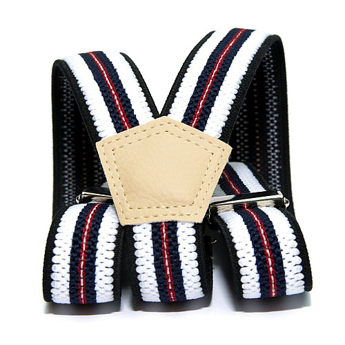 Подтяжки Gofin детские Темно-Синие в Белые и Красные полоски PBD-087