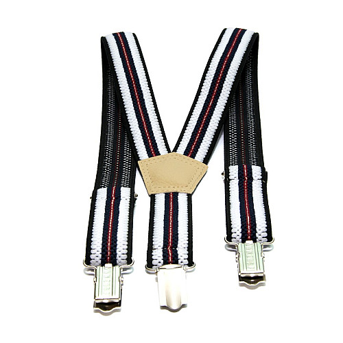 Подтяжки Gofin детские Темно-Синие в Белые и Красные полоски PBD-087