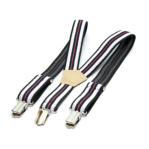 Подтяжки Gofin детские Темно-Синие в Белые и Красные полоски PBD-087