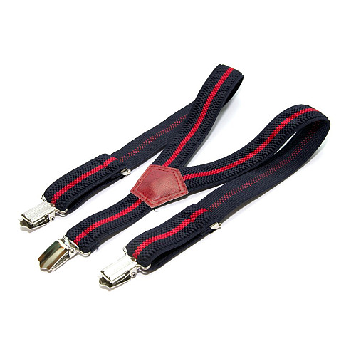 Подтяжки Gofin детские Темно-Синие в Красную полоску PBD-088