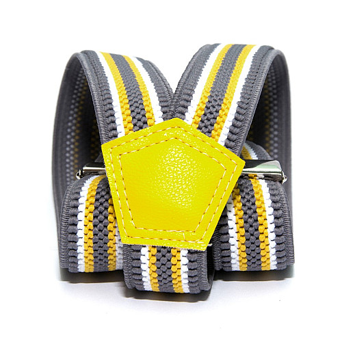 Підтяжки Gofin дитячі Сірі в білу і жовту полоски PBD-089