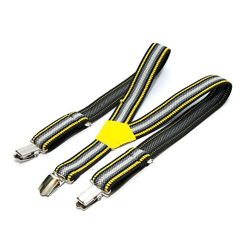 Подтяжки Gofin детские Серые с полосками разных цветов PBD-090