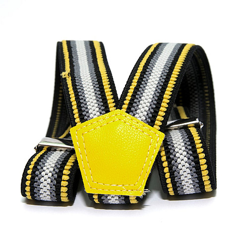 Подтяжки Gofin детские Серые с полосками разных цветов PBD-090