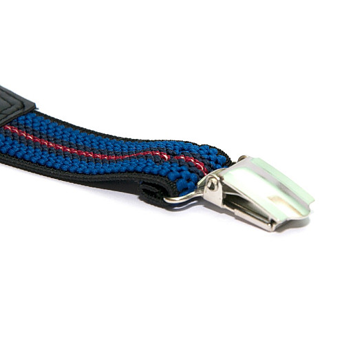 Підтяжки Gofin дитячі Сині з чорною і червоною смужкою PBD-093