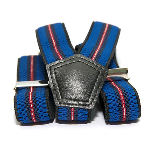 Підтяжки Gofin дитячі Сині з чорною і червоною смужкою PBD-093