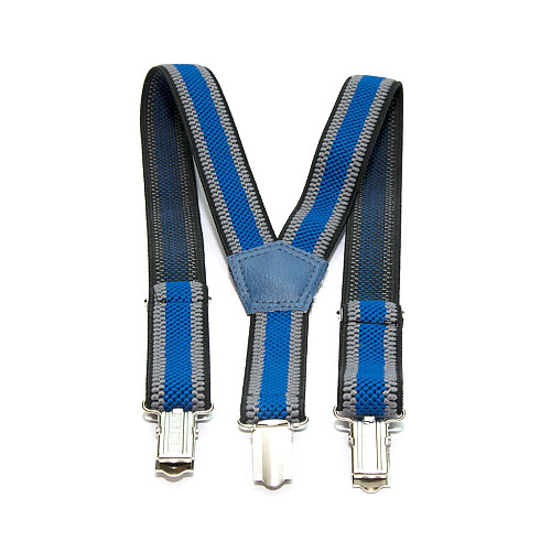 Подтяжки Gofin детские Серые с широкой синей полоской PBD-094