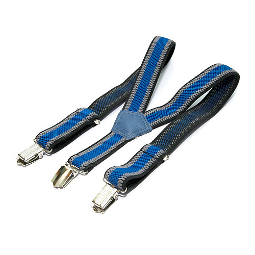 Подтяжки Gofin детские Серые с широкой синей полоской PBD-094