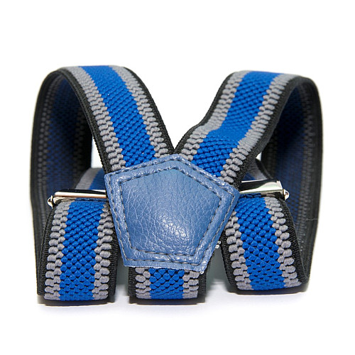 Подтяжки Gofin детские Серые с широкой синей полоской PBD-094