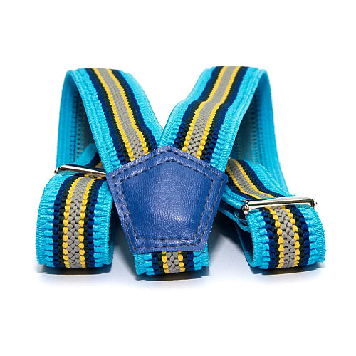 Подтяжки Gofin детские Голубые с разноцветними полосками PBD-095