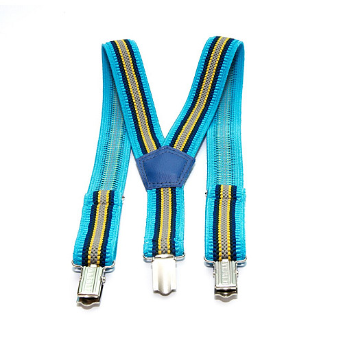 Подтяжки Gofin детские Голубые с разноцветними полосками PBD-095