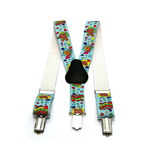 Детские голубые подтяжки Gofin с рисунком PBD-15000