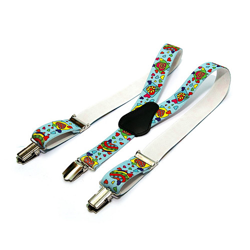 Детские голубые подтяжки Gofin с рисунком PBD-15000