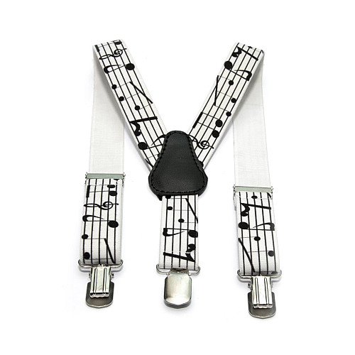 Дитячі білі підтяжки Gofin з нотами PBD-15002