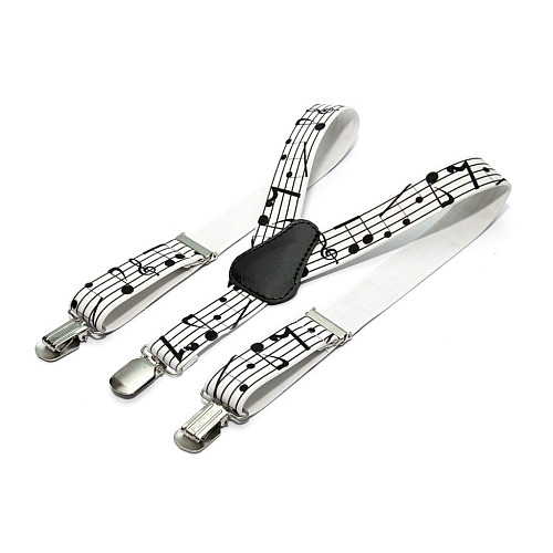 Дитячі білі підтяжки Gofin з нотами PBD-15002