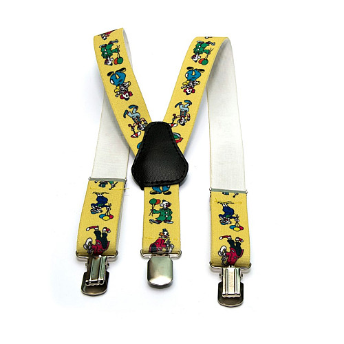 Детские желтые подтяжки Gofin с клоунами PBD-15004