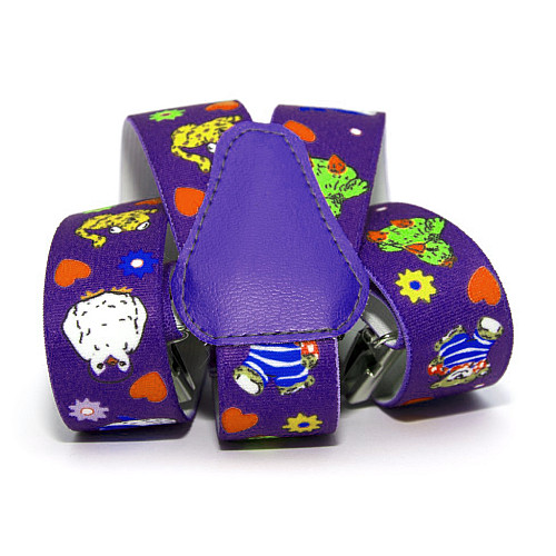 Дитячі фіолетові підтяжки Gofin зі звірятами PBD-15012